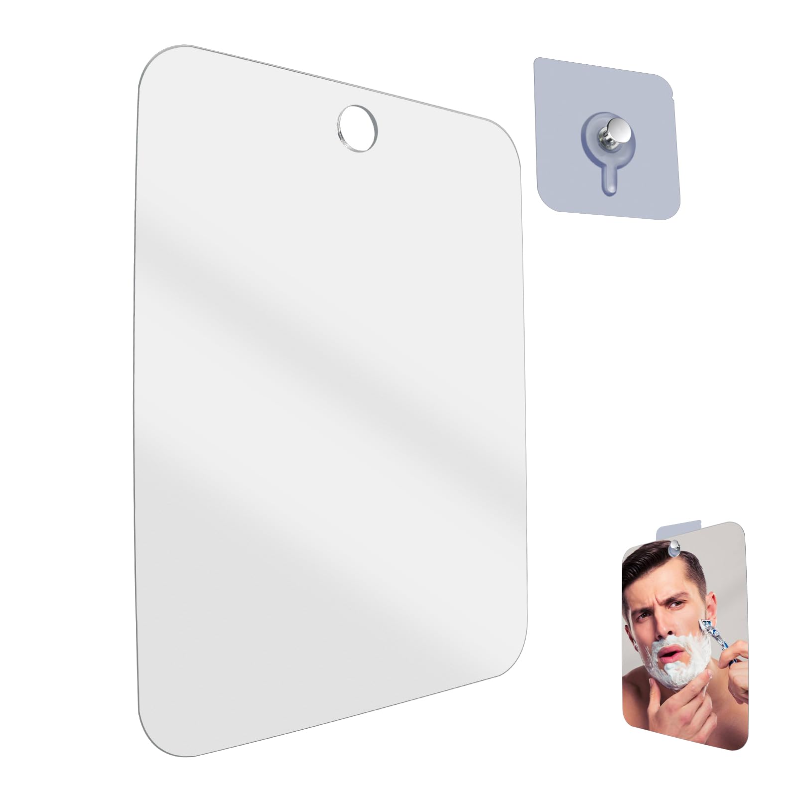 Photo 1 of Fogless Shower Mirror for Shaving, Acrylic Bath Mirror with Suction Cups, Lightweight Non-Fog Rectangle Mirror Hangs on Wall, Anti-Fogging Shaving Mirror for Bathroom Travel