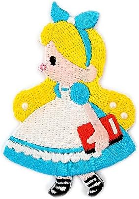 Alice In Wonderland Cute Alice Embroidered Iron-On Patch Sticker With Pearls