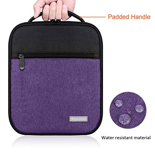 Lunch Box with Firm Foil-BPA FREE,Original Amersun Reusable Insulated Lunch Bag Tote School Cooler Picnic Holder with Shoulder Strap for Kids Boys Men Women Girls,Spill-resistant (Oxford,Black Purple) - Thumbnail 2