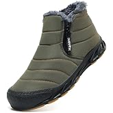 Hanani Mens Snow Boots Waterproof Winter Boots for Men Fur Lined Warm Ankle Boots Zipper Closure Slip on Outdoor Boot Comfortable Walking Shoes