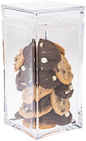 Cookie Jar with Lid – Cookie Container , Airtight , Clear Plastic , Square Shaped in Premium Acrylic (Large Size)