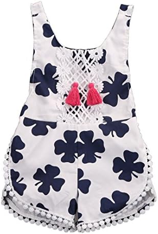 Toddler Baby Girls Sleeveless Floral Romper Jumpsuit Short Overalls Vintage Tassles Sunsuit Summer Clothing Outfit