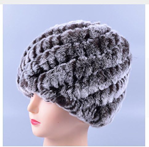 New Design Genuine Rex Fur Pom poms Snow Cap Winter Hats for Girls Skull Cap Real Fur Knitting Rabbit Skullies Beanies Women Hats (Color Coffee)
