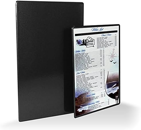 MenuCoverMan Case of 12 Malaga Menu Boards #MCM-MALAGA-2V-8.5X11-BLACK - NEW Hardback Heat-Sealed Restaurant Menu Covers - Top Opening - Two View 8.5" Wide x 11" Tall. Beautifully Rounded Corners.