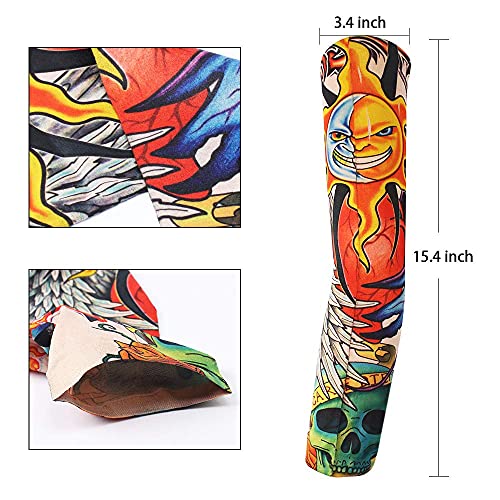 YARIEW 6Pcs Arm Sleeves Fake Tattoos Sleeves to Cover Arms Sun Protection Sleeve Covers for Men and Women (Set 6)
