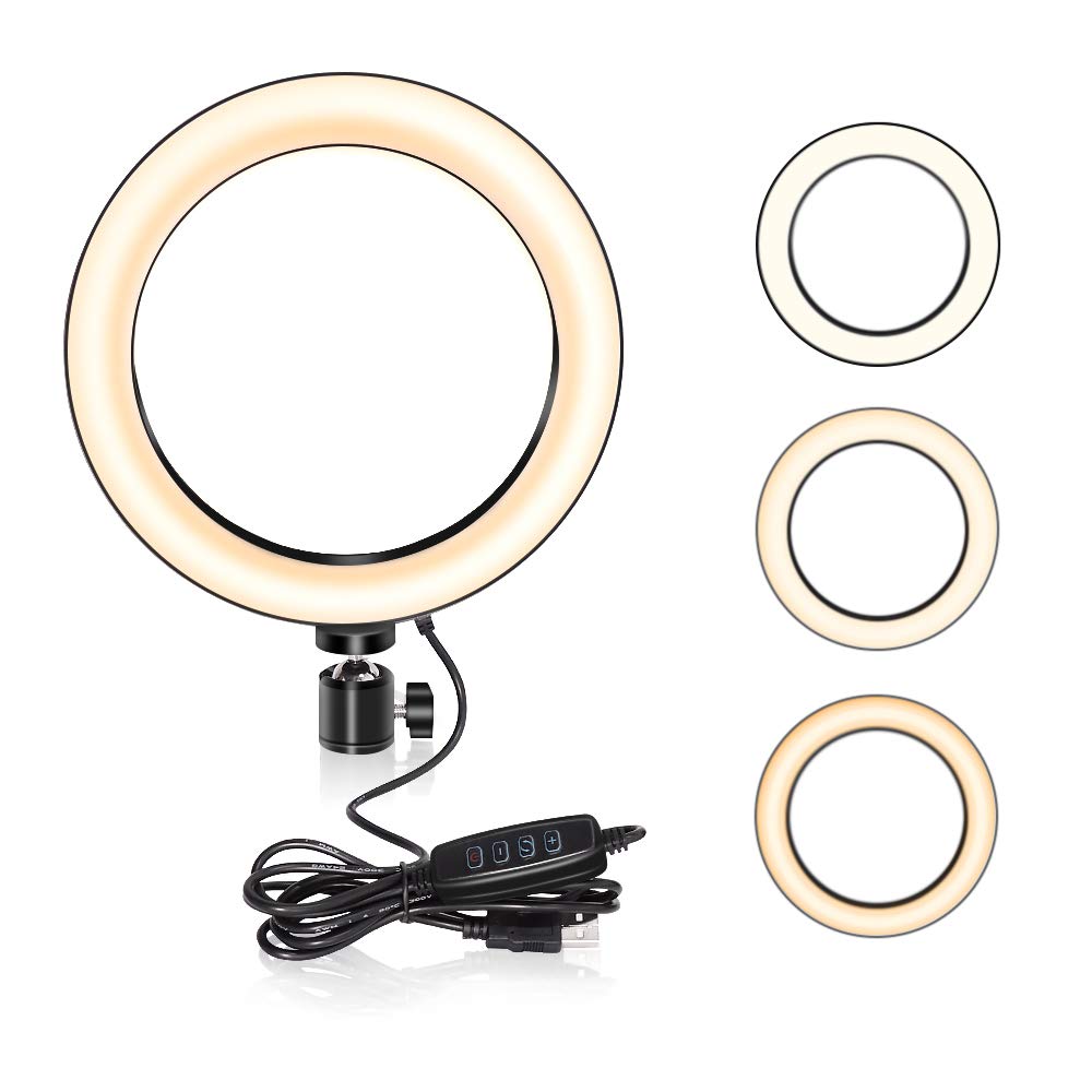 LED Ring Light 3 Colors Mode & 10 Level Brightness Temperature 3000K