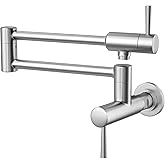 MSTJRY Brushed Pot Filler Faucet Wall Mount Commercial Kitchen Faucets Stainless Steel Stretchable Double Joint Swing Arm Single Hole Two Handle Kitchen Stove Faucet