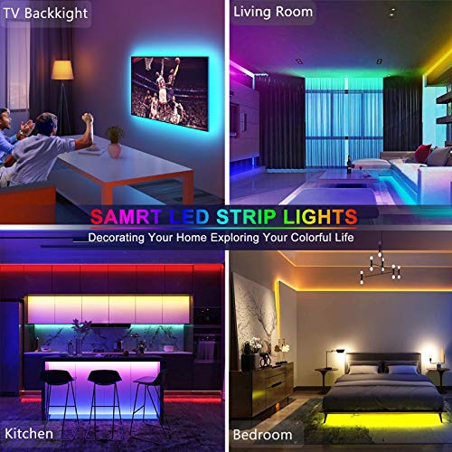 LED Strip Lights with Remote - 10M IP65 Waterproof Smart Colour Changing LED Lights Sync with Music with Bluetooth and Control Box, Snap Design LED Light Strips for Home Party Festival Wedding