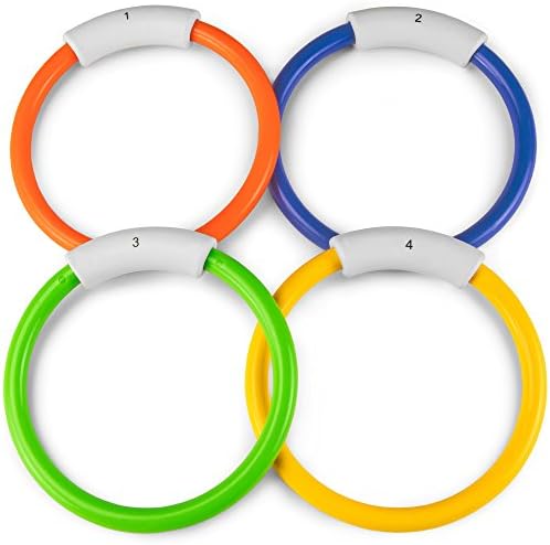 Sol Coastal Deep Down Divers - Set of 4 Sinking Pool Rings in Assorted Colors, Swim & Dive Water Toy