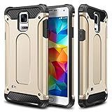 Galaxy S5 Case,Wollony Rugged Hybrid Dual Layer Armor Protective Back Case Shockproof Cover for Galaxy S5 - Heavy Duty - Slim Hard Shell Protection - Impact Resistant Bumper (Gold)