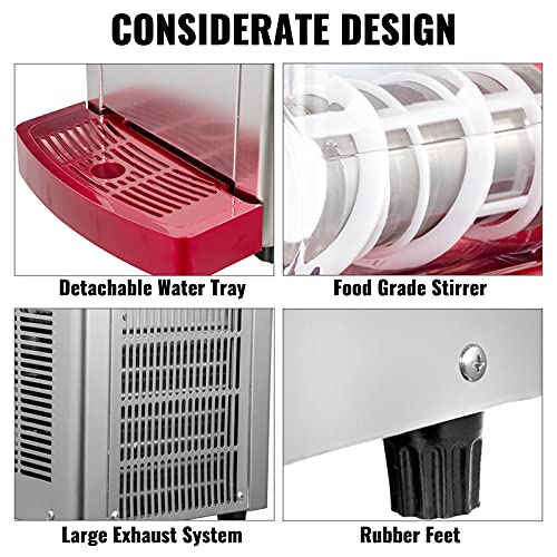 VEVOR 2 in 1 Commercial Slushy Machine, 6L 450W Soft Ice Cream Maker