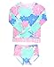 RuffleButts Baby/Toddler Girls Long Sleeve Rash Guard UPF50+ Sun Protected Bikini Swimsuit - Pastel Petals X, 3-6m