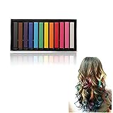 Wed2BB 12 Colors Temporary Hair Chalk Set DIY Rainbow Colored Hair Dye Pastel Kit