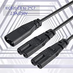 GINTOOYUN IEC 320 C8 to Dual C7 Y Splitter Power