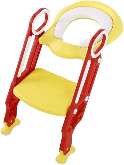 Reducteur De Toilette Enfant Siege De Toilette Pour Enfant Hauteur De Marche Reglable Reducteur De Toilette Pliable Reducteur Wc Bebe Avec Echelle Anti Derapant Siege Confortable Rouge Jaune Amazon Fr Bebes Puericulture
