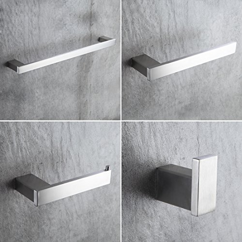 aimadi 4-Piece Bathroom Hardware Accessory Set - with 24"" Towel Bar Set Stainless Steel Wall Mounted, Brushed Nickel