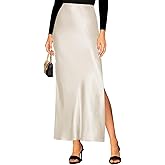 Women's 2026 Summer Satin Maxi Skirts High Waisted Spring Silk Casual A-Line Cocktail Party Long Skirt