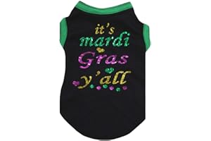Petitebella Mardi Gras Theme Black Puppy Dog Shirt (It's Mardi Gras Y'all, Medium)