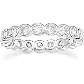Mameloly 3.8mm Wedding Bands for Women Cubic Zirconia Full Eternity Stackable Engagement Promise Rings for Her Size 3-12