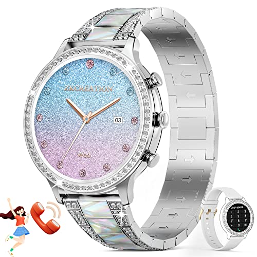 ZKCREATION Women's Smart Watch with Calls and WhatsaApp – Women's Smartwatch with Blood Pressure Heart Rate Monitor Activity Bracelet with Sleep Monitor 20 Sports Mode Bracelet Watch Gifts for Women