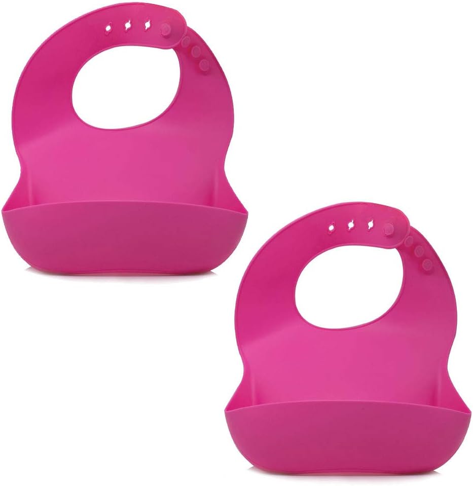 Callowesse Baby Long-Lasting Durable Silicone Bib with No Mess Food Pouch, Adjustable Collar, BPA-Free, Dishwasher Safe