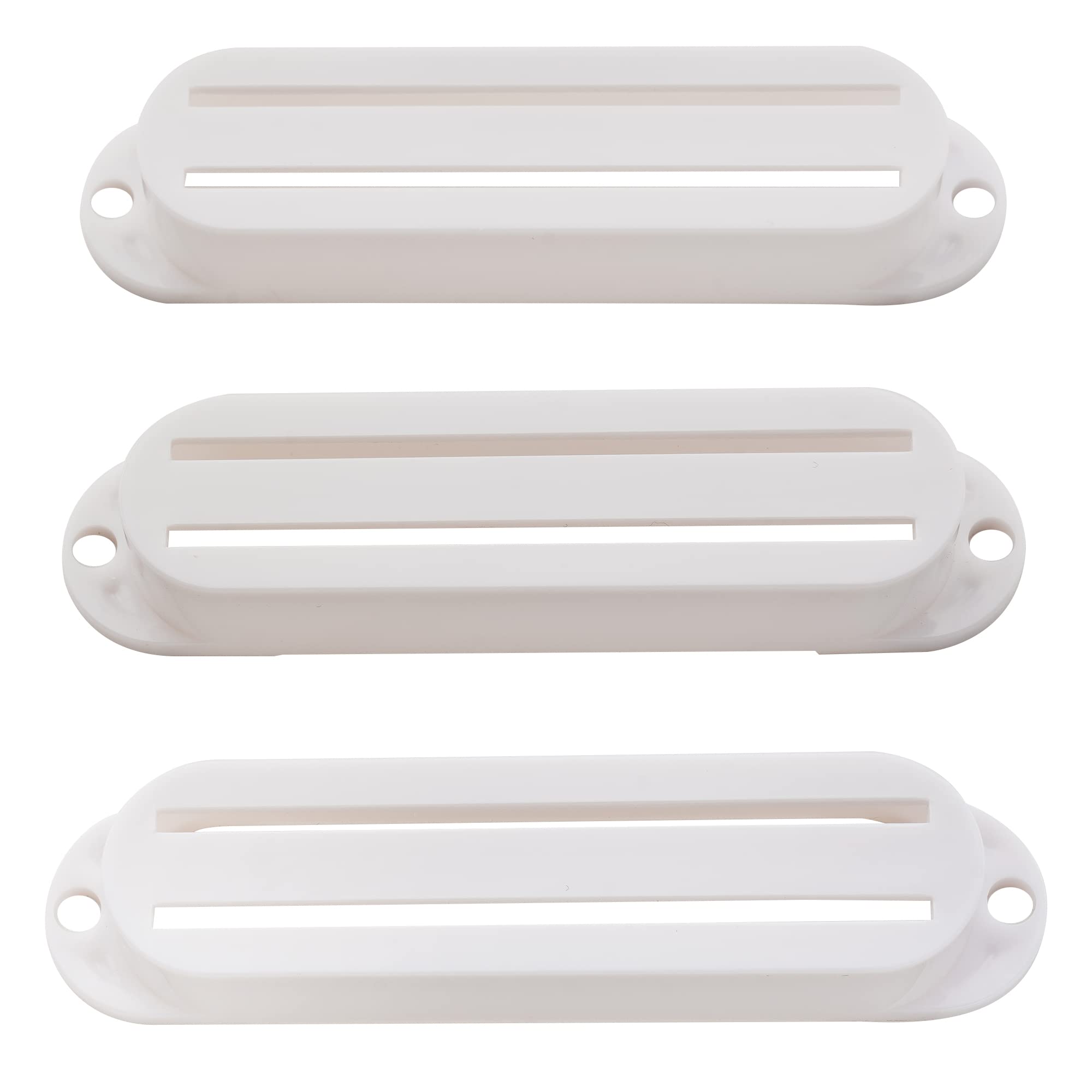 Musiclily Hot Rails Single Coil Sized Humbucker Pickup Covers Set for Strat Style Eelectric Guitar, White (Set of 3)