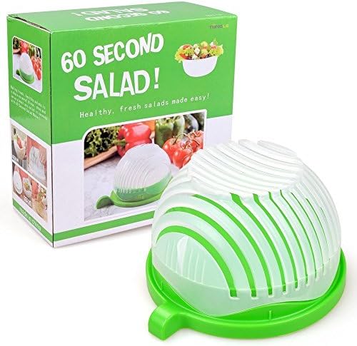 Salad Cutter Bowl,Fruit Vegetable Salad Maker Bowl in 60 Seconds Fast and Effective,Great Salad Chopper &amp; Slicer with A Silicone Tongs for Parties,BBQ,Grilling and More (type 1) ?-