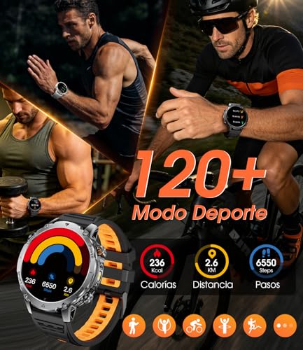 SUNKTA Smart Watch for Men 1400 mAh Battery 1.7 Inch HD Calls Bluetooth Military Smartwatch 100+ Sports and Fitness Modes with iOS and Android, Health Monitor, Sleep, Pedometer, Black