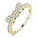 Jsely Fashion Cute Bow Ring Knot CZ 18k Gold Plated Eternity Band Engagement Promise Rings for Women Girls, (Gold, 6)