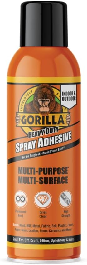 Gorilla Heavy Duty Spray Adhesive 400ml Fast Drying Clear Mist Wood Metal Fabric