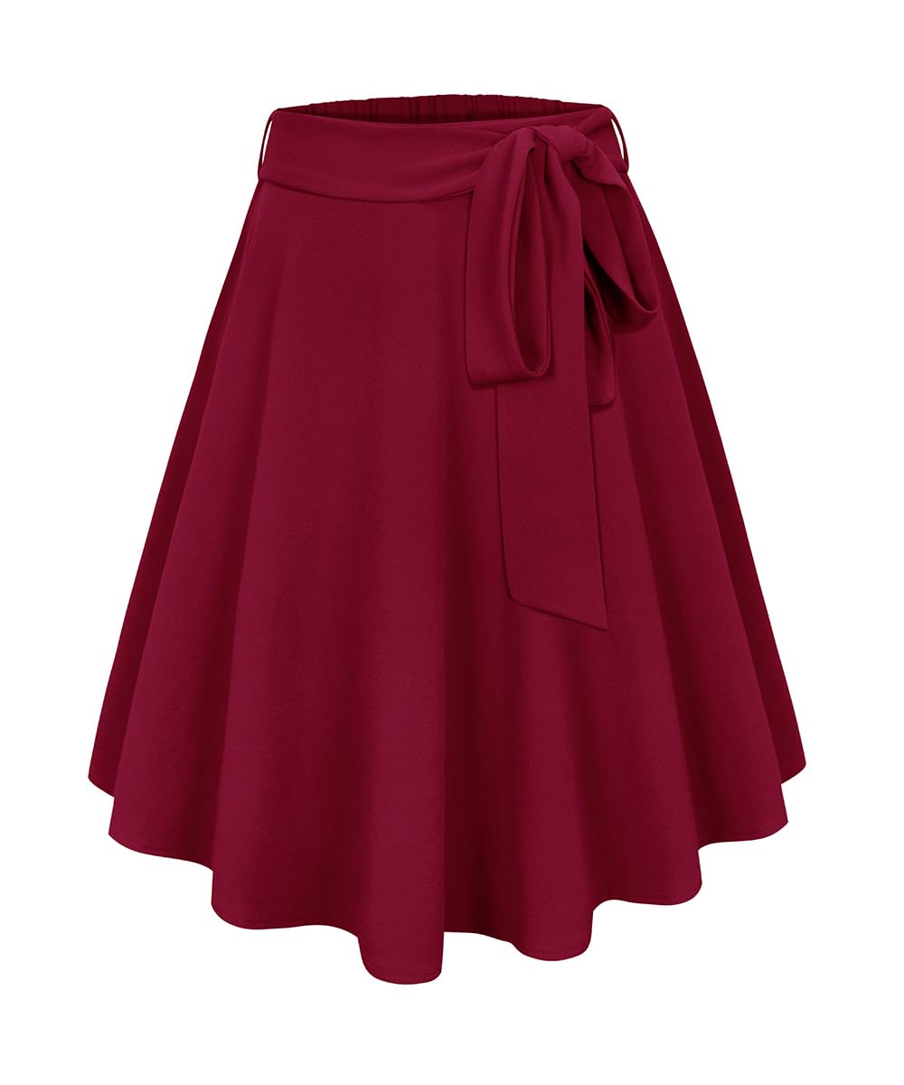 RITERA Plus Size Skirt for Women High Waist Wine