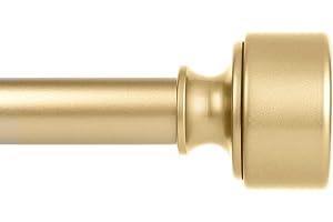 HEI! DEAR Gold Curtain Rods for Windows 66 to 120 Inch(5.5-10ft),Noble Metal End Cap Curtain Rods,1" Diameter Heavy Duty Curtain Rod,Adjustable Drapery Rods,Telescoping Window Curtains Rod 36-120",Brass Gold