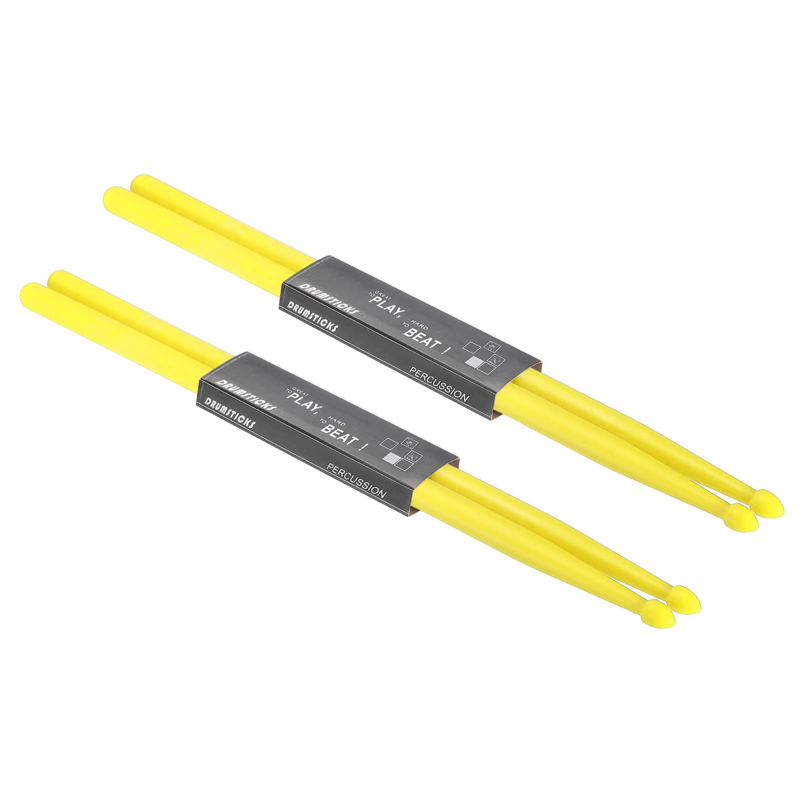 PATIKIL Nylon Drumstick 5A Plastic Anti Slip Handle Drum Stick for Adults Electronic Drums Musical Instrument Percussion Yellow 2 Pair