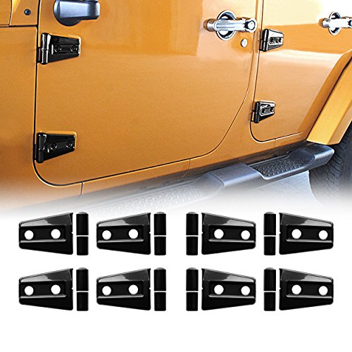 Allinoneparts Matte Black Off Road Door Hinge Covers Kits Set 4 Door Jeep Wrangler JK Unlimited 2007-2017 JKU Rubicon, Sahara, Sport Models - 8Pcs