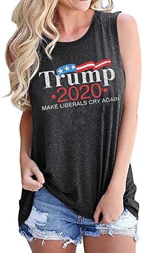 Trump Shirt for Women Election 2020 Tank Tops Make Liberals Cry Again Sleeveless T-Shirts Tops