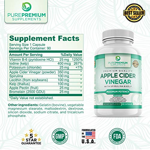 Premium Apple Cider Vinegar Capsules by PurePremium (Maximum Strength
