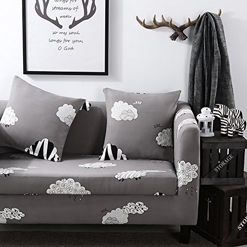 1 2 3 4 Seater Sofa Slipcover - Stretch Slip Resistant Anti Wrinkle Sofa Covers For 1 Cushion Couch Chair Furniture Protector Cover Fit Many Popular Sofas Gray Clouds Pattern by Miller00