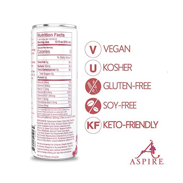Aspire Healthy Energy Drinks, Cranberry, Sugar Free, Sparkling Energy