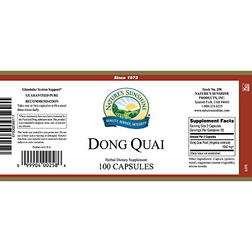 Nature's Sunshine Dong Quai Herbal Food Supplement 100 Capsules