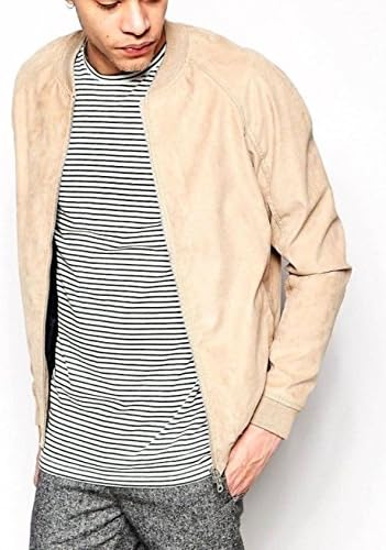 World of Leather Lambskin Suede Leather Jacket Bomber Biker Slim Fit Stylish