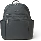 Baggallini Securtex&reg; Anti-theft Vacation Travel Backpack 10x13 Slash-Resistant Nylon Daypack w/RFID, Charcoal