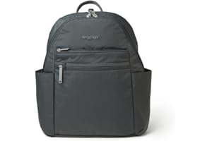 BAGGALLINI Securtex® Anti-theft Vacation Travel Backpack 10x13" Slash-Resistant Nylon Daypack w/RFID, Charcoal