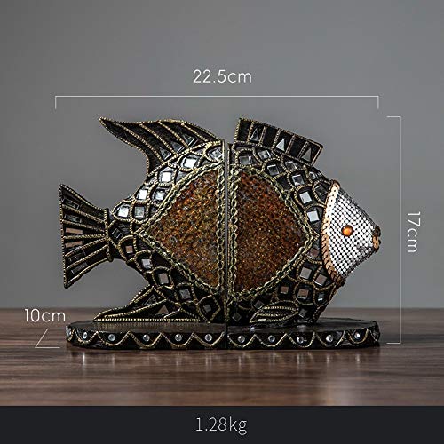 MAGO Desktop Decoration Resin Bookends ï¼Œ Fish Style with Book Holder Desk Organizer for Kids School Library Study Home Office Decoration Gift ï¼Œ22.510.17cm