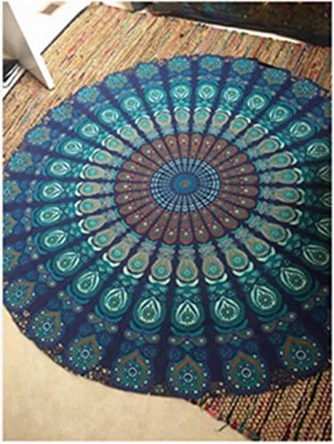 Indian Mandala Round Beach Scarf Tapestry Hippy Boho Gypsy Cotton Tablecloth Beach Towel Round Yoga Mat Women Swimming Sunbath Blanket (2-pic)