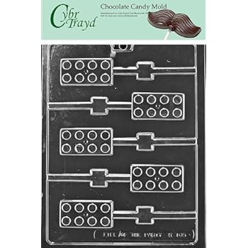 Cybrtrayd Life of the Party K165 Building Blocks Construction Lolly Kids Candy Mold in Sealed Protective Poly Bag Imprinted with Copyrighted Cybrtrayd Molding InstructionsChocolate