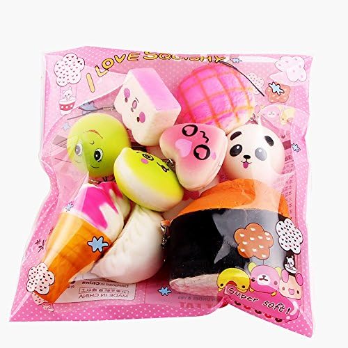 Reliever Toy, Hatop 10pcs Medium Mini Soft Squishy Bread Toys Key