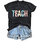 Teacher Shirts for Women Funny Graphic Tees Tops Casual Letter Print Teacher Gift Tshirt