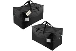 iwill CREATE PRO Pack of 2, 100L Large Size Ornament Festival Decoration Items Storage Bags, Good for Christmas Trees, Moving House Organizer Bags, Short Trip Tote Bags etc.. Black