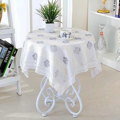 UE STORE Cozy Afternoon Tea Table Cloth Floral Pattern Lace Edge Square 47 Inches, TZL-9