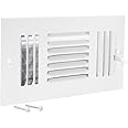 EZ-FLO 8 x 4 Inch Three-Way Ventilation Steel Sidewall/Ceiling Register, Steel Duct Opening, 61658